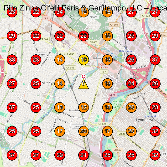 Piro Zinna Cifelli Paris & Genitempo LLC GeoGrid visibility map for Personal Injury Attorney in Lyndhurst